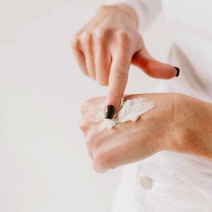 Texture shot of whipped tallow on skin